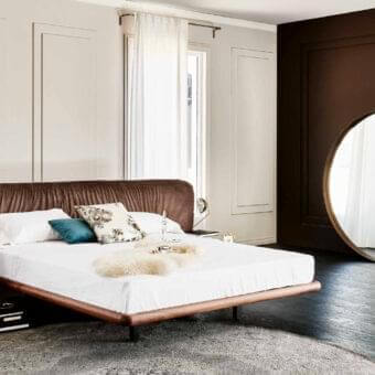 Elegant Cattelan Italia Wish Magnum mirror with brushed bronze lacquered steel frame and circular design