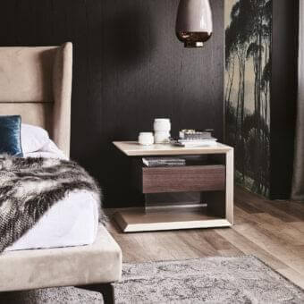 Superior Cattelan Italia Biagio nightstand with titanium embossed lacquer and Canaletto walnut drawer unit