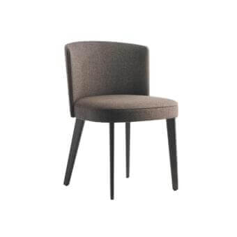 Distinguished Potocco Lena chair upholstered in woven matte medium brown fabric with solid ash legs