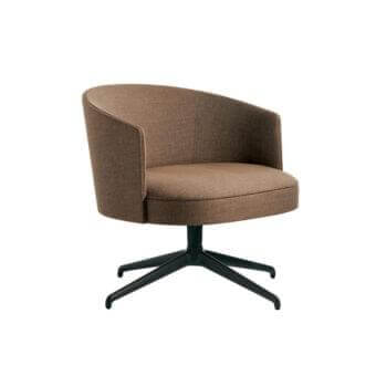 Exceptional Potocco Lena lounge chair with light brown textile upholstery and dark four-star swivel base