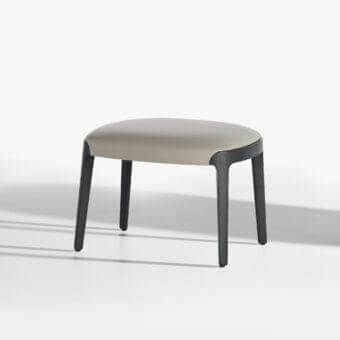 Distinguished Potocco Velis bench with smooth matte beige textile and solid Canaletto walnut frame