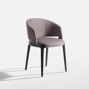 Elegant Potocco Velis armchair with dusty rose textile and satin-finish ash wood frame
