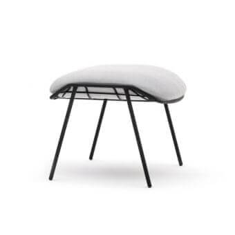 Superior Varaschin Summer Set footrest with light gray textile cushion and dark matte powder-coated steel frame