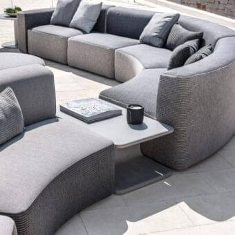 Distinguished Varaschin Belt side table with durable cement structure and subtly textured matte gray finish