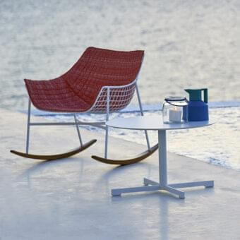Superior Varaschin Summer Set table with white HPL tabletop and powder-coated steel base in satin finish
