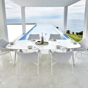 Stylish Varaschin Summer Set lounge chair with powder-coated steel grid structure and bright white finish