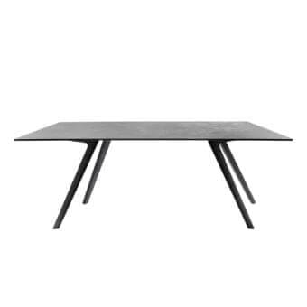 Elegant Potocco Katana indoor table with rectangular HPL top and embossed painted metal legs