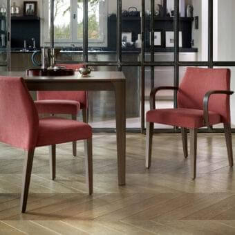 Superior Potocco Blossom table crafted in medium-brown ash wood with a matte finish and concealed extension mechanisms