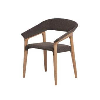 Superior Potocco Memory armchair with solid ash wood, upholstered in dark brown or gray textile and ergonomic design