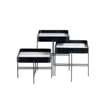 Exceptional Potocco Tray side table with dark wood tabletop and angled metal legs in a matte finish