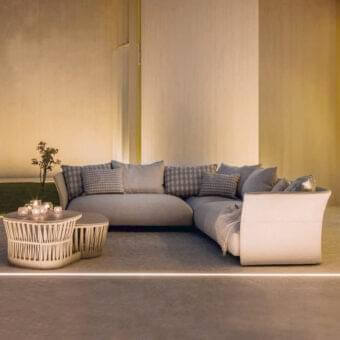 Exceptional Talenti Cliff sectional with aluminum structure and muted gray weather-resistant upholstery for luxurious outdoor lounging