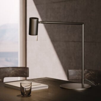 Distinguished VENICEM Rectus table lamp crafted in metal with a refined matt black nickel finish and sleek directional illumination