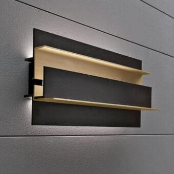 Superior VENICEM Secret Wall Lamp lighting crafted with light burnished brass and matt black metal in satin and matte finish