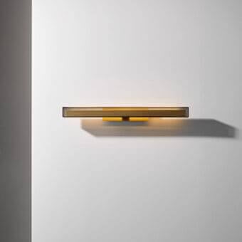 Sophisticated VENICEM Urban Lightline wall lamp with burnished brass and matt black perforated metal mesh lampshade crafted in dark gray metal