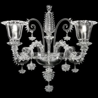 Lavish Barovier&Toso Venezia 1925 wall lamp crafted in clear Murano glass with complex swirling patterns evoking timeless elegance