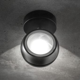 Exceptional Lodes Nautilus Mini wall lamp with black metal and bright white globe crafted for focused light