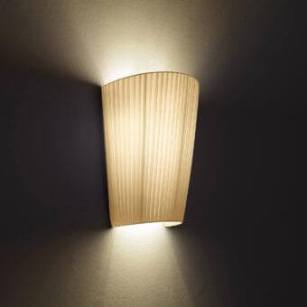 Superior Modo Luce Florinda wall lamp crafted in Italy with a vertically ribbed body and warm beige translucent material
