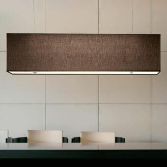 Exclusive Modo Luce Rettangolo suspension lamp with dark brown cotton fabric and dark finished metal frame