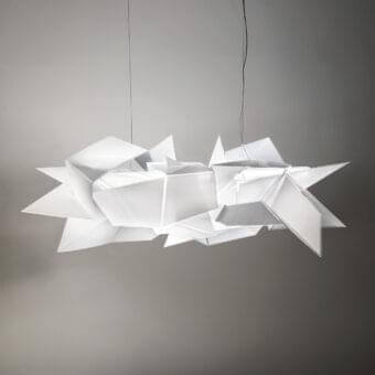 Distinguished Slamp Cordoba Suspension lamp, a contemporary fixture crafted in matte white techno-polymer with an asymmetrical cloud-like form