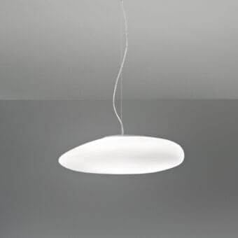 Superior Vistosi Neochic suspension lamp crafted in matte white glass with nickel and white metal finishes
