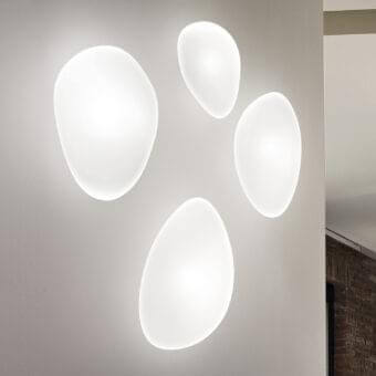 Exceptional Vistosi Neochic wall lamp with matte white glass and glossy white metal components crafted for diffused illumination