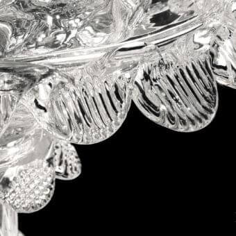 Distinguished Barovier&Toso 4604 wall lamp crafted in clear Murano glass with a polished chrome base and organic petal-like elements