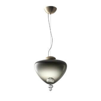 Exceptional Barovier&Toso Padma suspension lamp crafted in Murano glass with a gold-toned metal canopy and gradient coloration