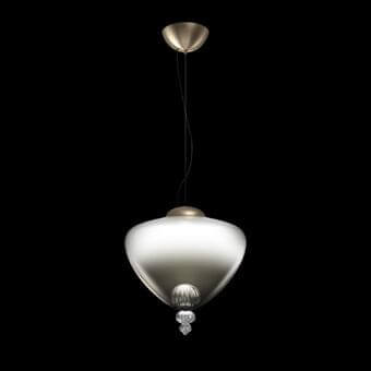 Superior Barovier&Toso Padma suspension lamp with white to silver-gray Murano glass and matte gold metal canopy