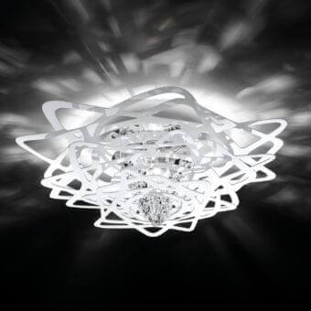 Captivating Slamp Aurora Mini ceiling lamp crafted in metal with matte white finish and clear faceted diffusers