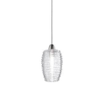 Exceptional Vistosi Damasco suspension lamp crafted in crystal glass with satin nickel finished metal parts