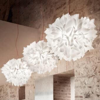 Distinguished Slamp Veli Foliage suspension lamp crafted in translucent synthetic material with a matte finish for captivating ambiance