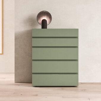 Superior Presotto Club dresser in wood particle board with matte lacquer and sage green coloration