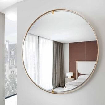 Superior Rugiano Ofelia mirror with refined metal frame and glossy brass detailing in a bronze finish