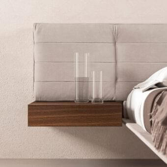 Elegant Presotto Wing nightstand crafted with wood particleboard in a medium-dark wood grain and matt lacquered finish