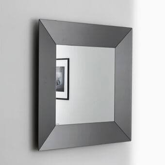 Superior Sovet Italia Denver mirror crafted from glass with a glass frame in dark gray and a beveled edge