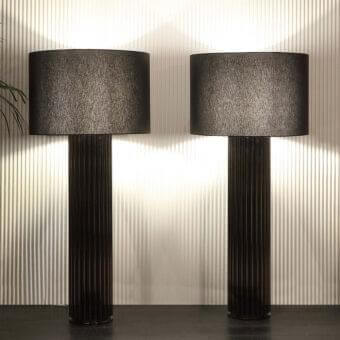 Distinguished Rugiano Liberty floor lamp with aluminum base and dark textile shade in bronze finish