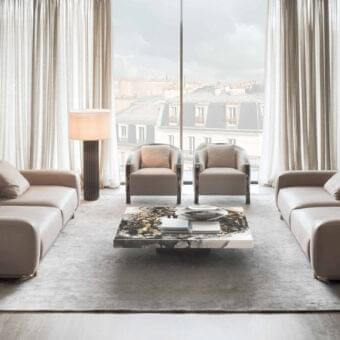 Distinguished Rugiano Liberty floor lamp with a cylindrical silhouette in dark brown and bronze finish