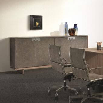 Elegant 4 Mariani Cartesiano sideboard crafted in black walnut grey stained particleboard with a matte textured finish