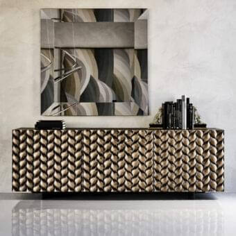 Elegant Cattelan Italia Lavander sideboard with textured wood facade and glossy gradient brown finish