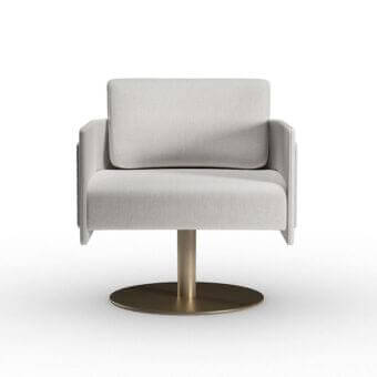 Exceptional Reflex Amet lounge chair with light grey fabric upholstery and brushed metal swivel base