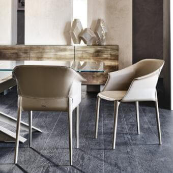 Distinguished Cattelan Italia Zuleika armchair with refined leather upholstery and satin-finished metal structure