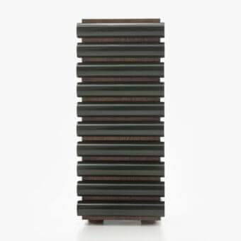Exceptional Acerbis Storet dresser constructed with dark stained walnut veneer and glossy dark green lacquer finish