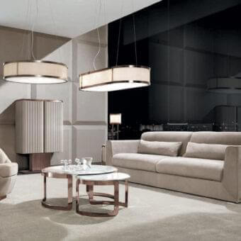 Superior DV Home Collection Coco coffee table with white Calacatta Royal marble and glossy copper-toned steel base