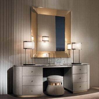 Lavish DV Home Collection Tiffany mirror with multilayered structure and 24Kt gold dipped stainless steel frame