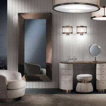 Exclusive DV Home Collection Tiffany mirror with multilayered construction in natural glass and antique bronze satin finish