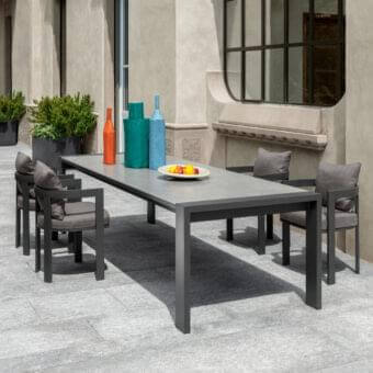 Exclusive Talenti Argo Alu table with grey moon porcelain stoneware top and powder-coated aluminum base crafted in Italy