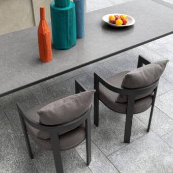 Exclusive Talenti Argo Alu table with grey moon porcelain stoneware top and powder-coated aluminum base