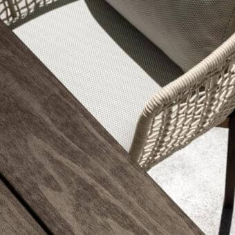Distinguished Talenti Argo Wood table crafted in dark brown accoya wood with a visible grain and matte finish