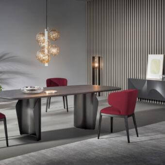 Superior Bonaldo Bon Ton suspension lamp with amber-tinted glass globes and brushed nickel metal structure