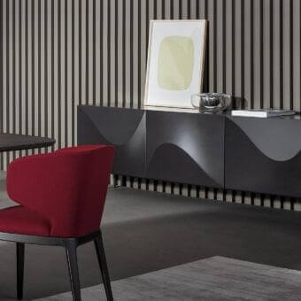 Distinguished Bonaldo Vertigo sideboard with lead lacquered wood and polyurethane doors in a dark gray finish